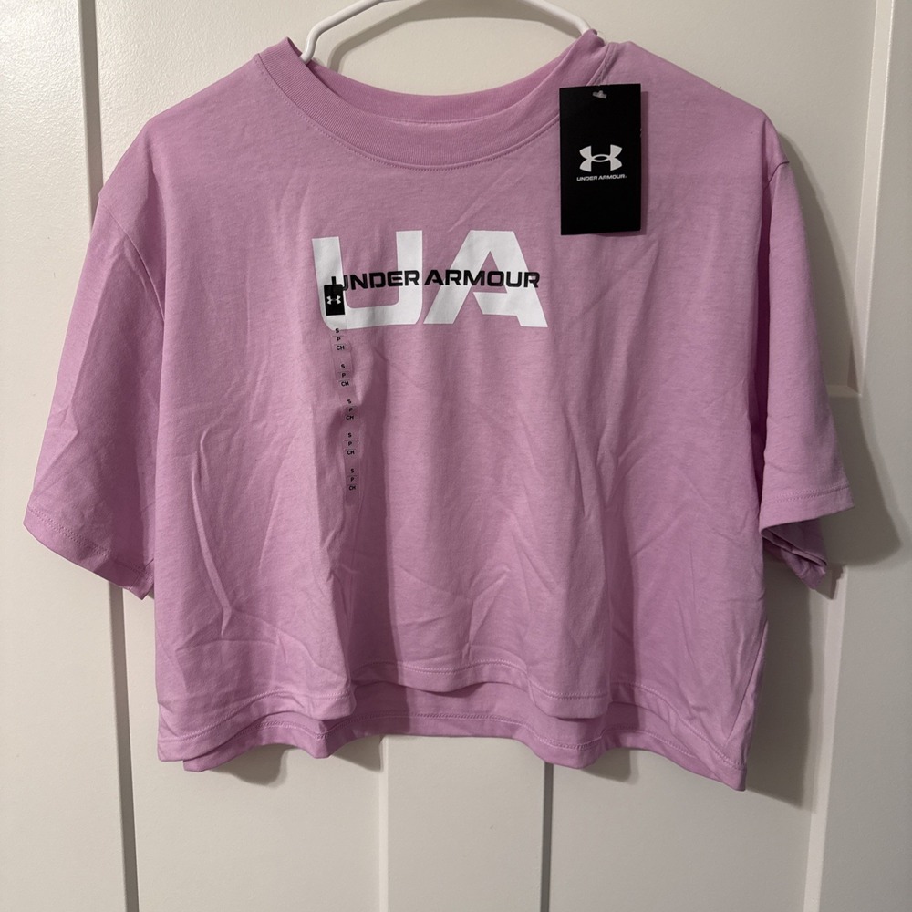 Under Armour Women's UA Campus Boxy Crop Short Sleeve T-Shirt Size Small Purple